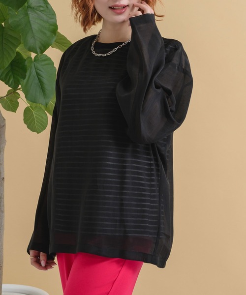 Dignite collier（ディニテコリエ）の「Dignite collier レイヤードボーダープルオーバー（Tシャツ/カットソー・レディース・ホワイト/ブラック・FREE）」の2枚目の写真