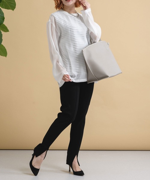 Dignite collier（ディニテコリエ）の「Dignite collier レイヤードボーダープルオーバー（Tシャツ/カットソー・レディース・ホワイト/ブラック・FREE）」の9枚目の写真