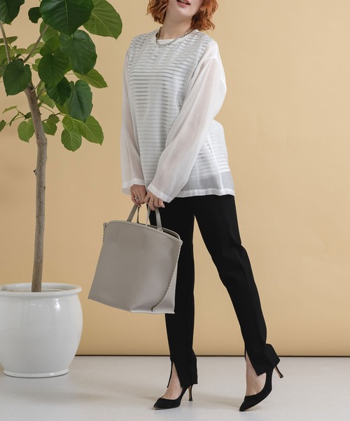 Dignite collier（ディニテコリエ）の「Dignite collier レイヤードボーダープルオーバー（Tシャツ/カットソー・レディース・ホワイト/ブラック・FREE）」の3枚目の写真