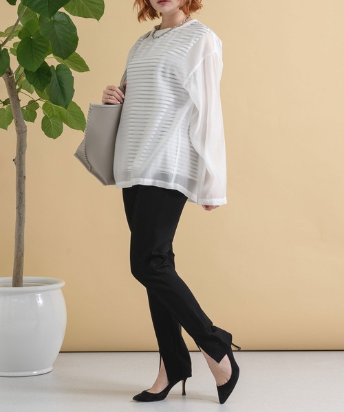 Dignite collier（ディニテコリエ）の「Dignite collier レイヤードボーダープルオーバー（Tシャツ/カットソー・レディース・ホワイト/ブラック・FREE）」の11枚目の写真