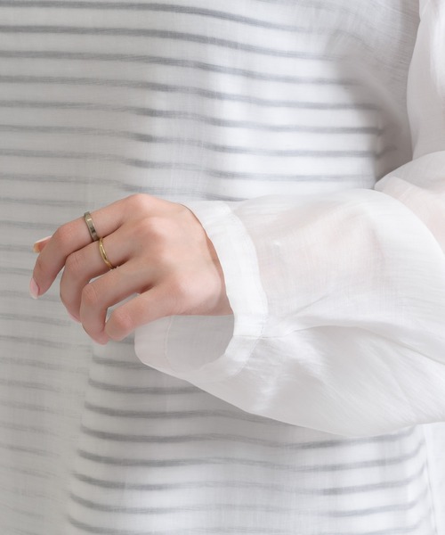 Dignite collier（ディニテコリエ）の「Dignite collier レイヤードボーダープルオーバー（Tシャツ/カットソー・レディース・ホワイト/ブラック・FREE）」の4枚目の写真