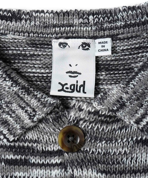 X-girl（エックスガール）の「MELANGE KNIT CARDIGAN（ニット/セーター・レディース・ブラック/グリーン/イエロー・ONE SIZE）」の11枚目の写真