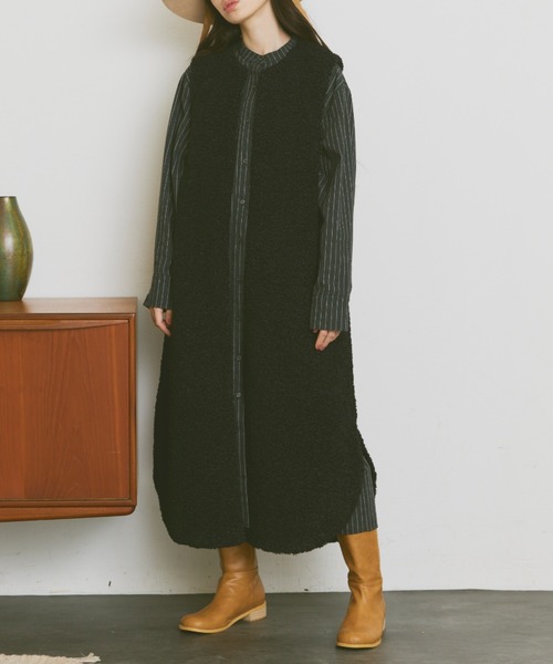 Libra Cue（リブラ キュー）の「ボアロングベスト（その他アウター・レディース・ブラック/アイボリー・FREE）」の13枚目の写真