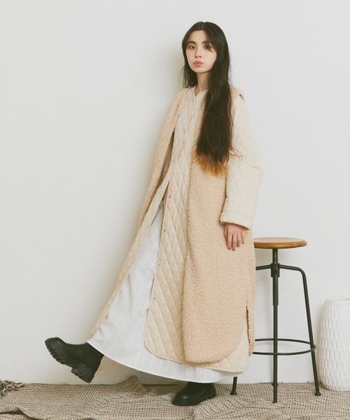 Libra Cue（リブラ キュー）の「ボアロングベスト（その他アウター・レディース・ブラック/アイボリー・FREE）」の3枚目の写真