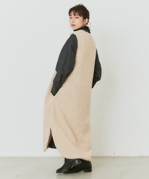 Libra Cue（リブラ キュー）の「ボアロングベスト（その他アウター・レディース・ブラック/アイボリー・FREE）」の21枚目の写真