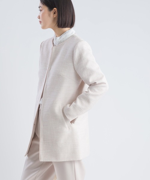 PICCIN(ピッチン)の「【セットアップ可能】綾織りツイードロングジャケット(スーツジャケット・レディース・ネイビー/ラベンダー/ブラック・M/L)」の18枚目の写真