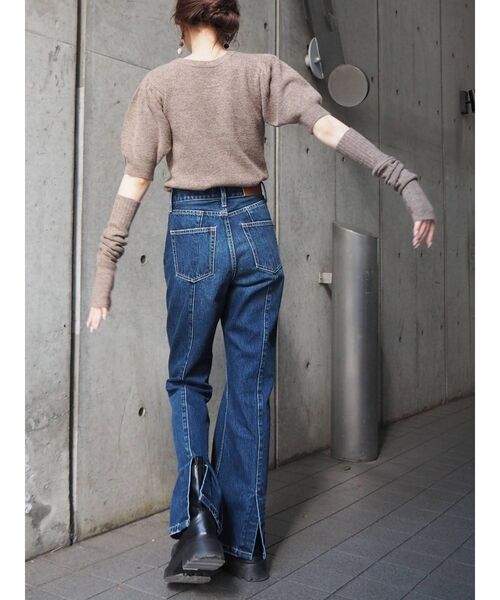 EVRIS（エヴリス）の「スリットフレアデニムパンツ（デニムパンツ・レディース・ブラック/インディゴブルー・SMALL/MEDIUM）」の7枚目の写真