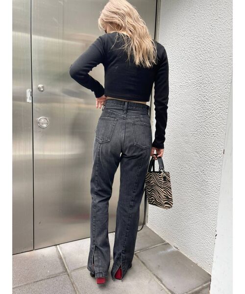 EVRIS（エヴリス）の「スリットフレアデニムパンツ（デニムパンツ・レディース・ブラック/インディゴブルー・SMALL/MEDIUM）」の15枚目の写真