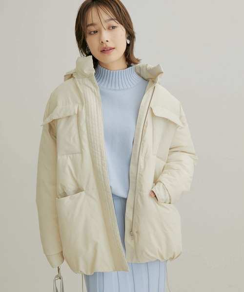 VIS（ビス）の「【撥水・保温】eco cloudモンスターパーカー【sustainable】（ダウンジャケット/コート・レディース・チャコールグレー/キナリ/サックスブルー・M/S）」の2枚目の写真