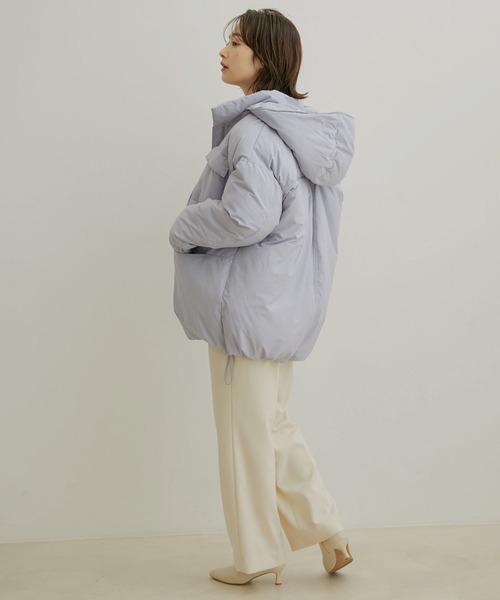 VIS（ビス）の「【撥水・保温】eco cloudモンスターパーカー【sustainable】（ダウンジャケット/コート・レディース・チャコールグレー/キナリ/サックスブルー・M/S）」の10枚目の写真