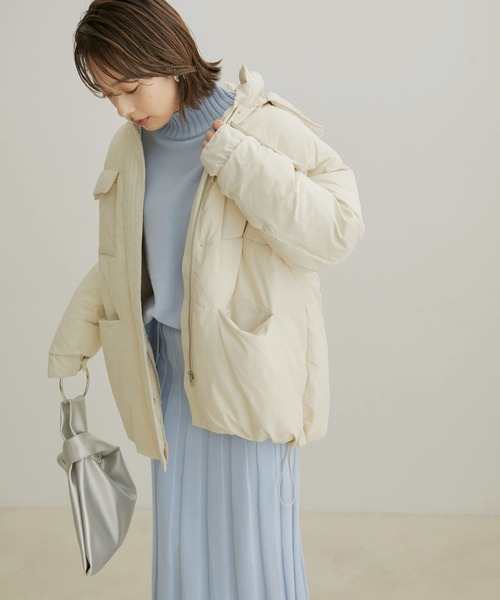 VIS（ビス）の「【撥水・保温】eco cloudモンスターパーカー【sustainable】（ダウンジャケット/コート・レディース・チャコールグレー/キナリ/サックスブルー・M/S）」の7枚目の写真