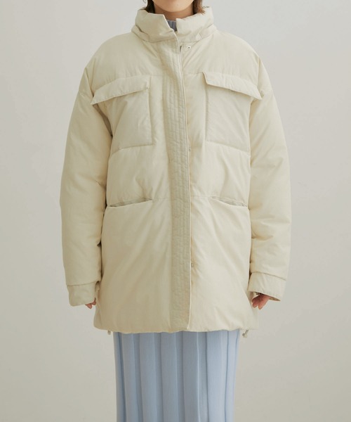 VIS（ビス）の「【撥水・保温】eco cloudモンスターパーカー【sustainable】（ダウンジャケット/コート・レディース・チャコールグレー/キナリ/サックスブルー・M/S）」の9枚目の写真