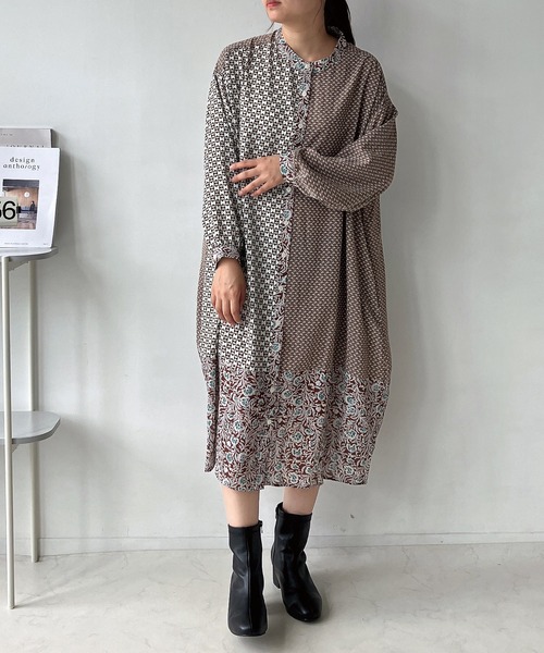 AS KNOW AS plus（アズノゥアズプラス）の「♪配色コクーンワンピース（ワンピース・レディース・チャコールグレー/ブラウン系/ネイビー系/ネイビー系2/グリーン系/ネイビー系3/サックスブルー系/ブラック系/グリーン系1/ブラック系1/グレー系1/ブラック系2/グリーン系2/ネイビー系4/ブラウン系5/ネイビー系5/レッド系5/レッド系6/ネイビー系6/ブルー系その他6/ブラック系6/ブルー系その他7/グリーン系3/サックスブルー系1/ブラウン系7/ブラック系7/ブルー系7/アイボリー系/ネイビー系7/ブルー系/ブラック系3/サックスブルー系2/ブラック系4・FREE）」の11枚目の写真