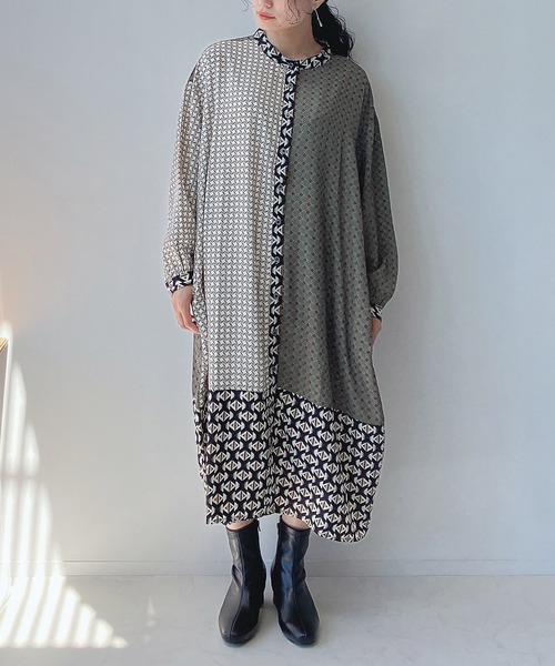 AS KNOW AS plus（アズノゥアズプラス）の「♪配色コクーンワンピース（ワンピース・レディース・チャコールグレー/ブラウン系/ネイビー系/ネイビー系2/グリーン系/ネイビー系3/サックスブルー系/ブラック系/グリーン系1/ブラック系1/グレー系1/ブラック系2/グリーン系2/ネイビー系4/ブラウン系5/ネイビー系5/レッド系5/レッド系6/ネイビー系6/ブルー系その他6/ブラック系6/ブルー系その他7/グリーン系3/サックスブルー系1/ブラウン系7/ブラック系7/ブルー系7/アイボリー系/ネイビー系7/ブルー系/ブラック系3/サックスブルー系2/ブラック系4・FREE）」の15枚目の写真