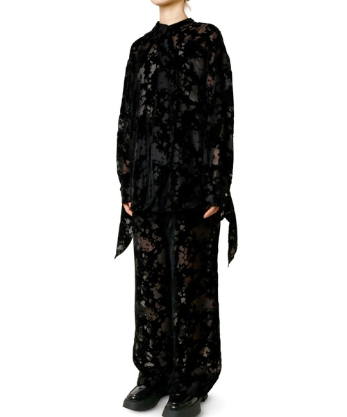 LE CIEL BLEU（ルシェルブルー）の「アブストラクトバーンアウトワイドレッグパンツ / Abstract Burnout Wide-Leg Pants（その他パンツ・レディース・グリーン/ブラック・38/36/34）」の9枚目の写真