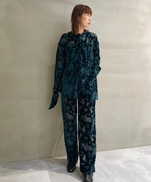 LE CIEL BLEU（ルシェルブルー）の「アブストラクトバーンアウトワイドレッグパンツ / Abstract Burnout Wide-Leg Pants（その他パンツ・レディース・グリーン/ブラック・38/36/34）」の18枚目の写真
