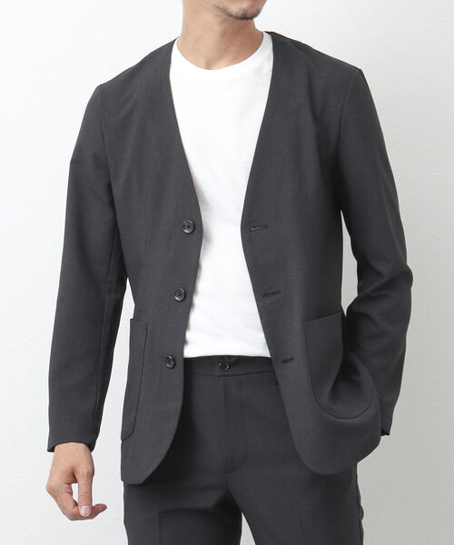 NOLLEY'S goodman(ノーリーズグッドマン)の「TRABEST カラーレス ジャケット(ノーカラージャケット・メンズ・インディゴブルー/チャコールグレー・L/M/XL/S)」の2枚目の写真