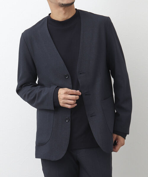 NOLLEY'S goodman(ノーリーズグッドマン)の「TRABEST カラーレス ジャケット(ノーカラージャケット・メンズ・インディゴブルー/チャコールグレー・L/M/XL/S)」の1枚目の写真