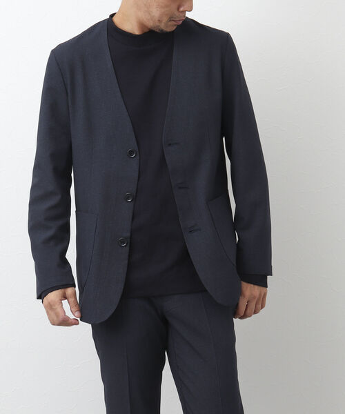 NOLLEY'S goodman(ノーリーズグッドマン)の「TRABEST カラーレス ジャケット(ノーカラージャケット・メンズ・インディゴブルー/チャコールグレー・L/M/XL/S)」の3枚目の写真