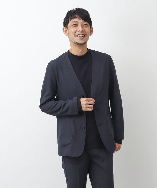 NOLLEY'S goodman(ノーリーズグッドマン)の「TRABEST カラーレス ジャケット(ノーカラージャケット・メンズ・インディゴブルー/チャコールグレー・L/M/XL/S)」の4枚目の写真