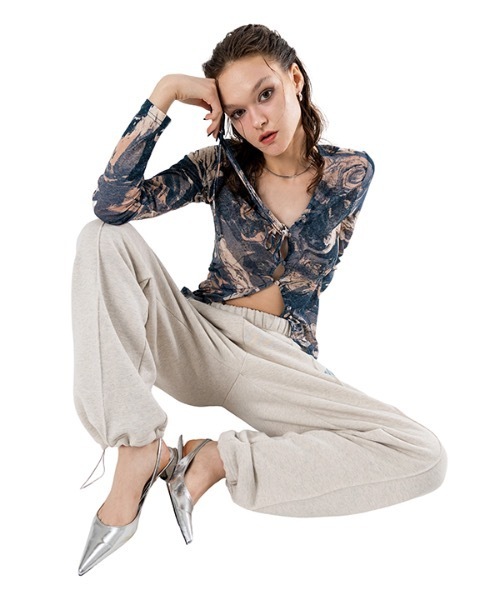 runningHIGH(ランニングハイ)の「【RUNNING HIGH 】マーブリング ストリングスリムカーディガン / MABLING STRING SLIM CARDIGAN(カーディガン/ボレロ・レディース・ブラック/バーガンディー/ブルー/グリーン・FREE)」の4枚目の写真