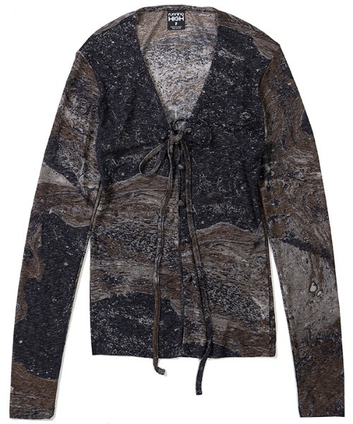 runningHIGH(ランニングハイ)の「【RUNNING HIGH 】マーブリング ストリングスリムカーディガン / MABLING STRING SLIM CARDIGAN(カーディガン/ボレロ・レディース・ブラック/バーガンディー/ブルー/グリーン・FREE)」の6枚目の写真