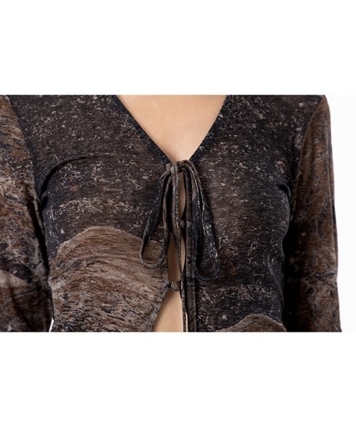runningHIGH(ランニングハイ)の「【RUNNING HIGH 】マーブリング ストリングスリムカーディガン / MABLING STRING SLIM CARDIGAN(カーディガン/ボレロ・レディース・ブラック/バーガンディー/ブルー/グリーン・FREE)」の7枚目の写真