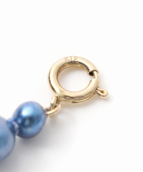 【Lilas】リラ　インディゴパール3mm60cmネックレス K10 インディゴパール3mmサークルダイヤネックレス K10（ネックレス