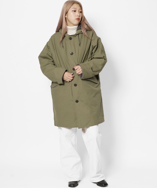 ARMY TWILL(アーミーツイル)の「ARMY TWILL/アーミーツイル REVERSIBLE HOODED COAT リバーシブルフーディコート(モッズコート・メンズ・ブラック/カーキ・M/L)」の2枚目の写真