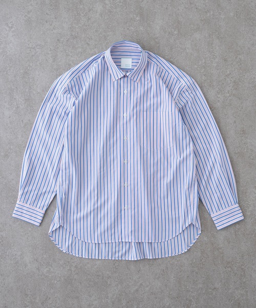 BRICK & SONS（ブリックアンドサンズ）の「リラックスバックプリーツシャツ＜サックスレッドストライプ＞（シャツ/ブラウス・メンズ・サックスブルー・LL/S/M/L/XS）」の11枚目の写真