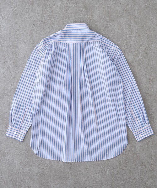 BRICK & SONS（ブリックアンドサンズ）の「リラックスバックプリーツシャツ＜サックスレッドストライプ＞（シャツ/ブラウス・メンズ・サックスブルー・LL/S/M/L/XS）」の12枚目の写真