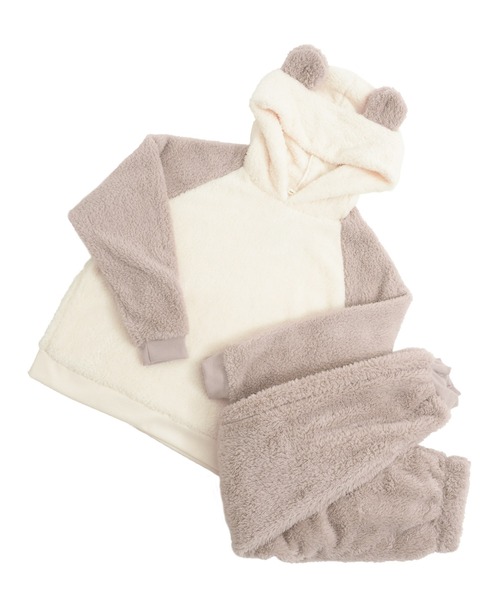 Dita(ディータ)の「ぷっくり耳付き。パンダ耳ファー起毛パーカーセットアップ(ルームウェア/パジャマ・レディース・ミント/グレイッシュベージュ/ピンク/ブルーグレー/スモークピンク/アッシュブラウン/グレー/サックスブルー・FREE)」の19枚目の写真