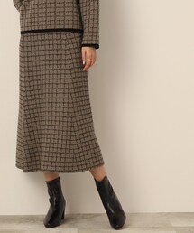 DRESKIP | 【セットアップ可能】配色ジャカードフレアースカート(スカート)