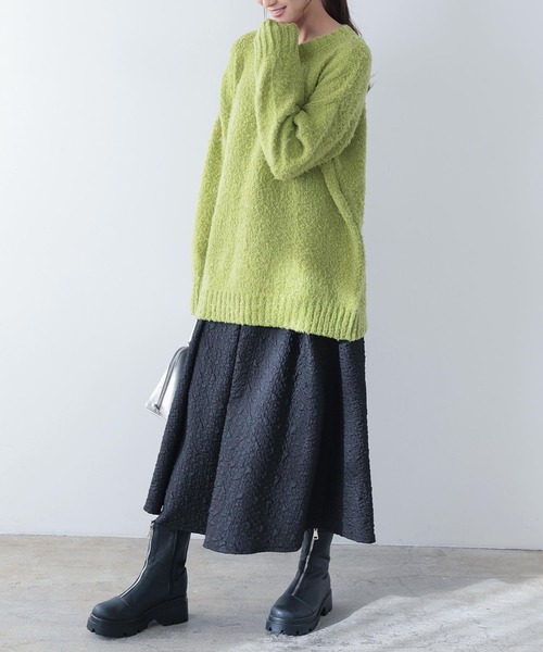 起毛糸ブークレニットチュニックトップス（ニット/セーター）｜KOBE