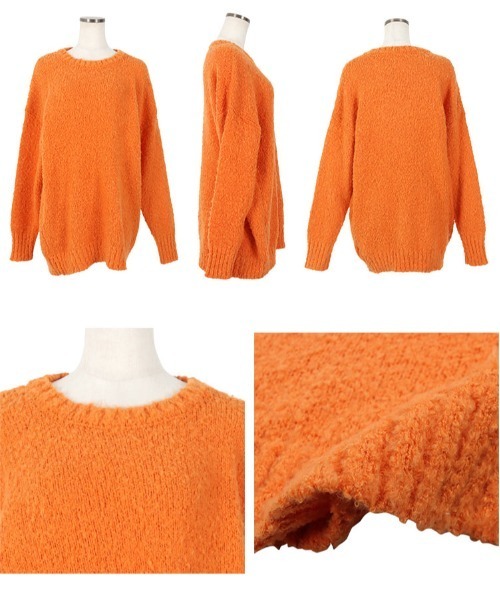 起毛糸ブークレニットチュニックトップス（ニット/セーター）｜KOBE