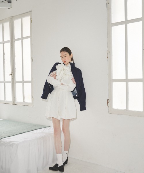 MIRO AMURETTE(ミロアミュレット)の「check tuck skirt/タックミニスカート(スカート・レディース・ホワイト/ブラック・FREE)」の14枚目の写真