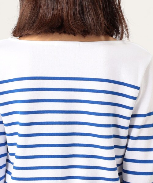 SOULEIADO（ソレイアード）の「コットンダブルプリント ボーダーバスクシャツ（Tシャツ/カットソー・レディース・ブルー系その他3/グリーン系その他3/ブルー系その他2・S）」の9枚目の写真