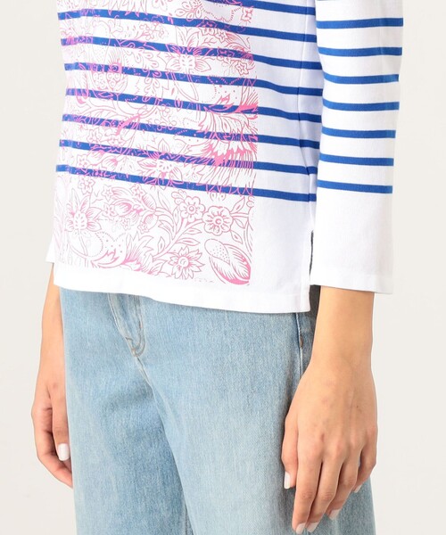 SOULEIADO（ソレイアード）の「コットンダブルプリント ボーダーバスクシャツ（Tシャツ/カットソー・レディース・ブルー系その他3/グリーン系その他3/ブルー系その他2・S）」の11枚目の写真
