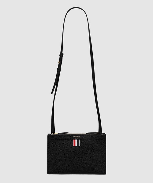 SMALL DOCUMENT HOLDER CROSSBODY IN PEBBLE GRAIN LEATHER BLACKO/S（ショルダー
