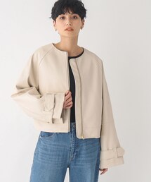 OPAQUE.CLIP | フェイクレザーノーカラージャケット【洗える】(ノーカラージャケット)