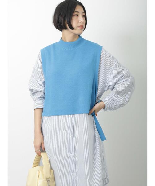 Lugnoncure（ルノンキュール）の「ダブルジャカードニットベスト（ベスト・レディース・オフホワイト/ブルー/ブラック・ﾌﾘ-）」の18枚目の写真