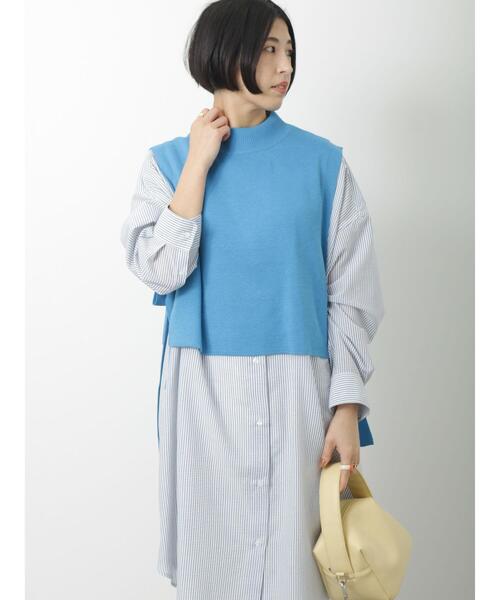 Lugnoncure（ルノンキュール）の「ダブルジャカードニットベスト（ベスト・レディース・オフホワイト/ブルー/ブラック・ﾌﾘ-）」の20枚目の写真