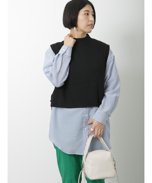 Lugnoncure（ルノンキュール）の「ダブルジャカードニットベスト（ベスト・レディース・オフホワイト/ブルー/ブラック・ﾌﾘ-）」の6枚目の写真