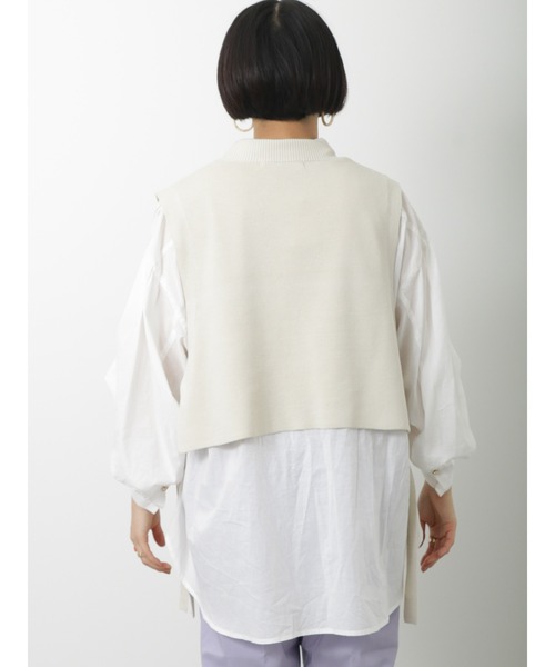 Lugnoncure（ルノンキュール）の「ダブルジャカードニットベスト（ベスト・レディース・オフホワイト/ブルー/ブラック・ﾌﾘ-）」の9枚目の写真