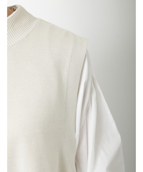 Lugnoncure（ルノンキュール）の「ダブルジャカードニットベスト（ベスト・レディース・オフホワイト/ブルー/ブラック・ﾌﾘ-）」の5枚目の写真