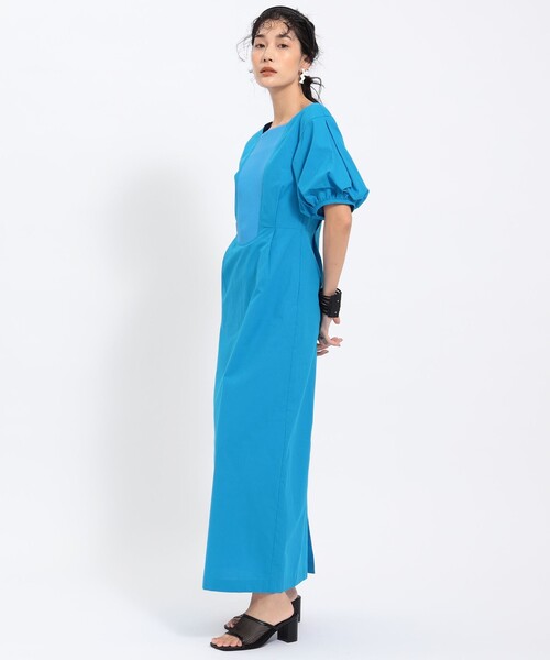 Ray BEAMS(レイビームス)の「Ray BEAMS / リブ キリカエ パフスリーブ ワンピース(ワンピース・レディース・ブラック/ブルー・0/1)」の5枚目の写真