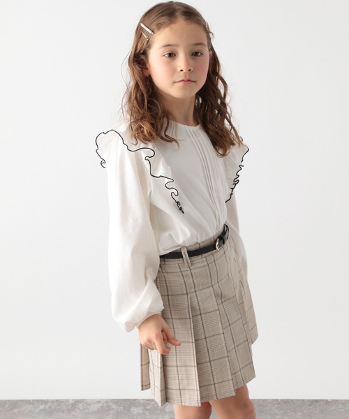 GLOBAL WORK(グローバルワーク)の「ヘビロッTEE配色フリル/185905(Tシャツ/カットソー・キッズ・ホワイト/ブラック・110cm/160cm/150cm/100cm/120cm/130cm/140cm)」の7枚目の写真
