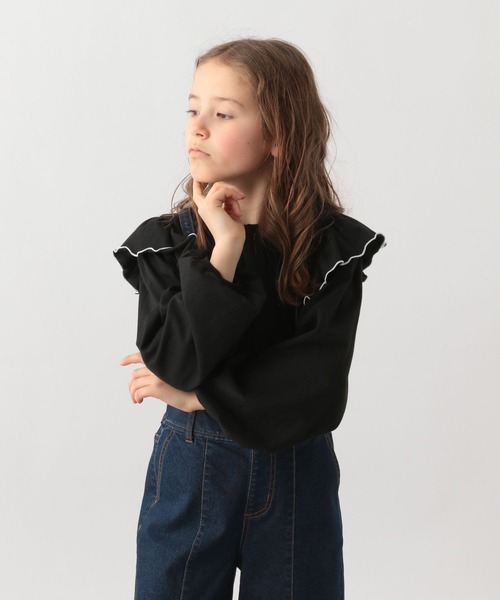 GLOBAL WORK(グローバルワーク)の「ヘビロッTEE配色フリル/185905(Tシャツ/カットソー・キッズ・ホワイト/ブラック・110cm/160cm/150cm/100cm/120cm/130cm/140cm)」の12枚目の写真