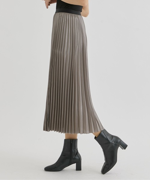 08sircus/ゼロハチサーカス】Metal finish pleated skirt/メタル