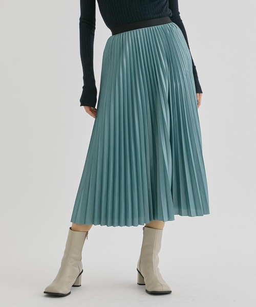 08sircus（ゼロエイトサーカス）の「【08sircus/ゼロハチサーカス】Metal finish pleated skirt/メタルプリーツスカート（スカート・レディース・グリーン/モカ・38/36）」の14枚目の写真